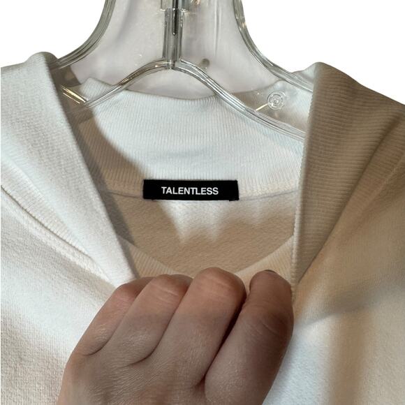 Talentless White Mock Neck Cropped Cotton Sweatshirt Small Minimal Basic Staple‎ - Picture 5 of 9